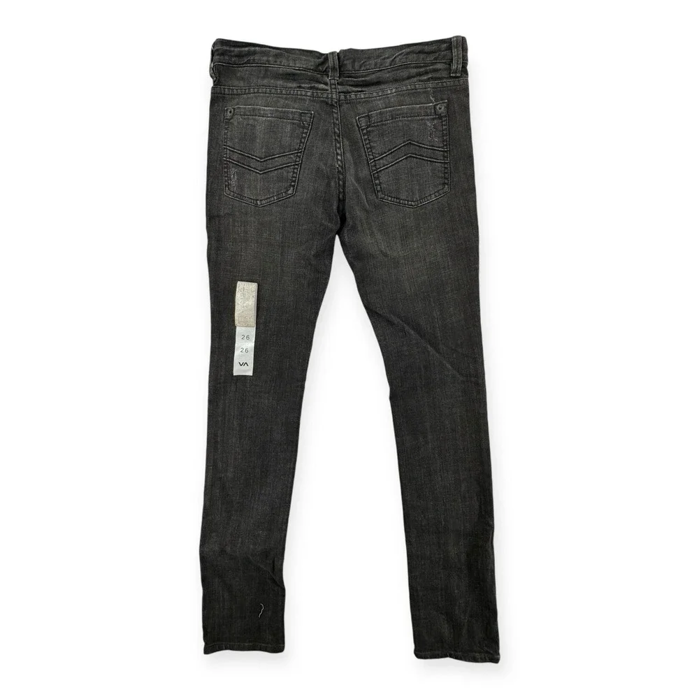 NWT RVCA Jeans Womens 26 Low Rise Skinny Black Denim Basic‎